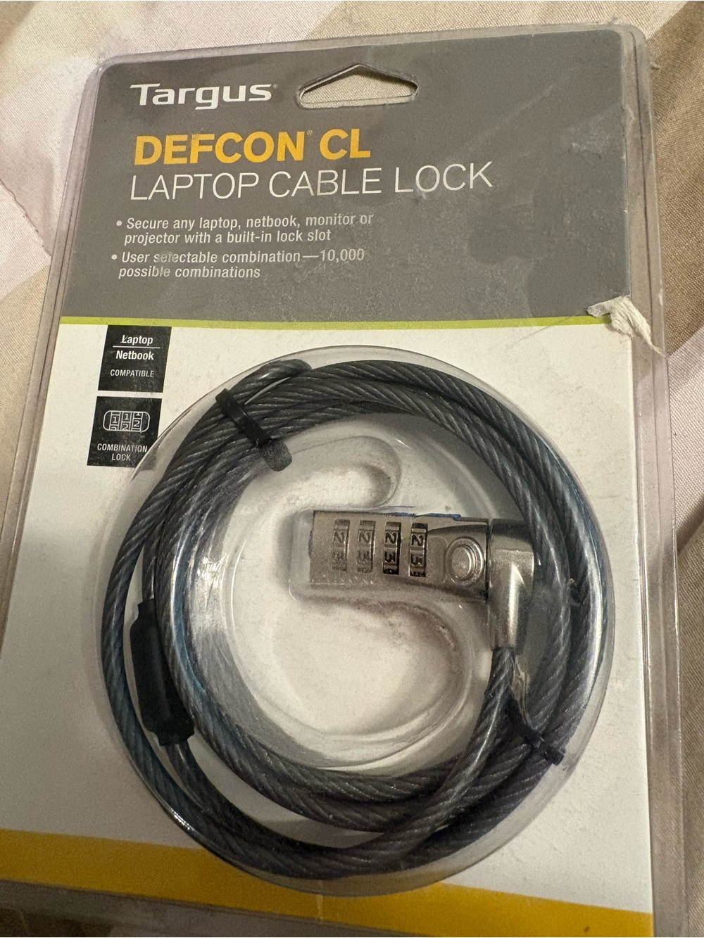 Targus DEFCON CL Laptop Cable Lock in gray and silver